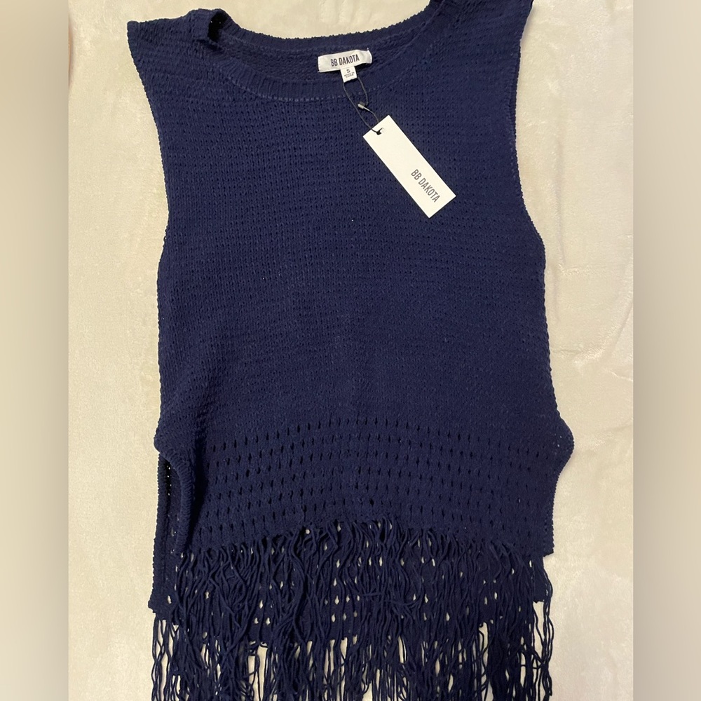Knit fringe tank